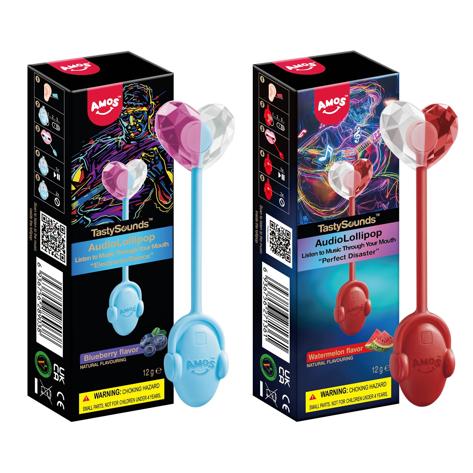 AMOS Audio Music Lollipop Sugar Free, Singing Lollipops Strawberry